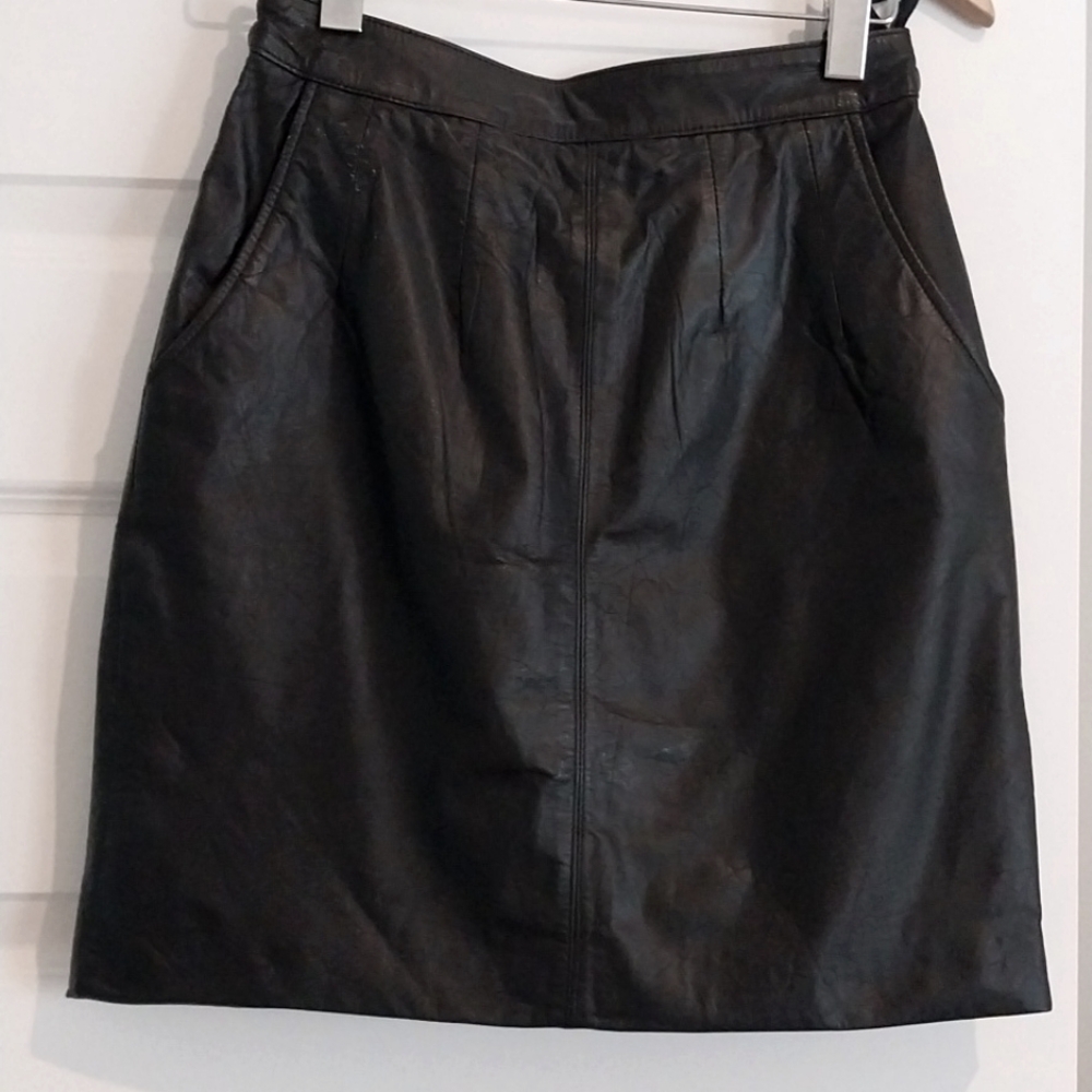 Leather mini skirt